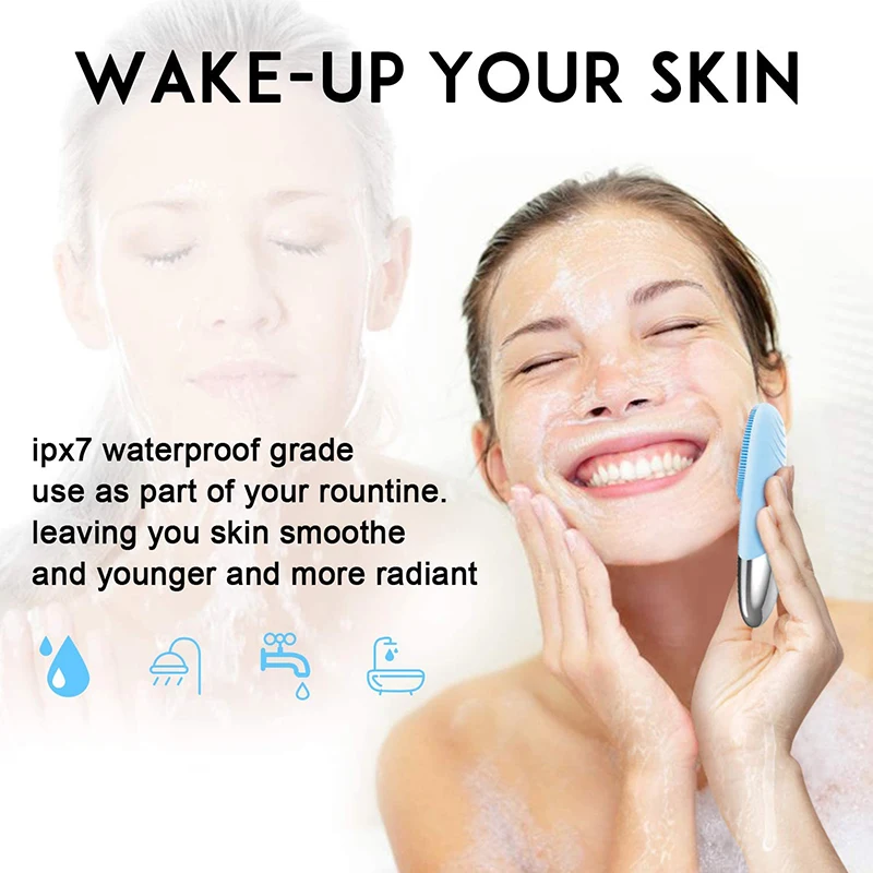

USB Electric Facial Cleansing Brush Skin Massager Silicone Sonic Vibration Face Cleaner Deep Pore Cleaning Face Cleansing Brush