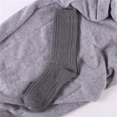 RETRO GREY CHAOZHU, Осень-зима, шерстяные плотные теплые базовые однотонные носки, в рубчик, свободные, наборные, базовые носки для женщин - Цвет: RETRO GREY