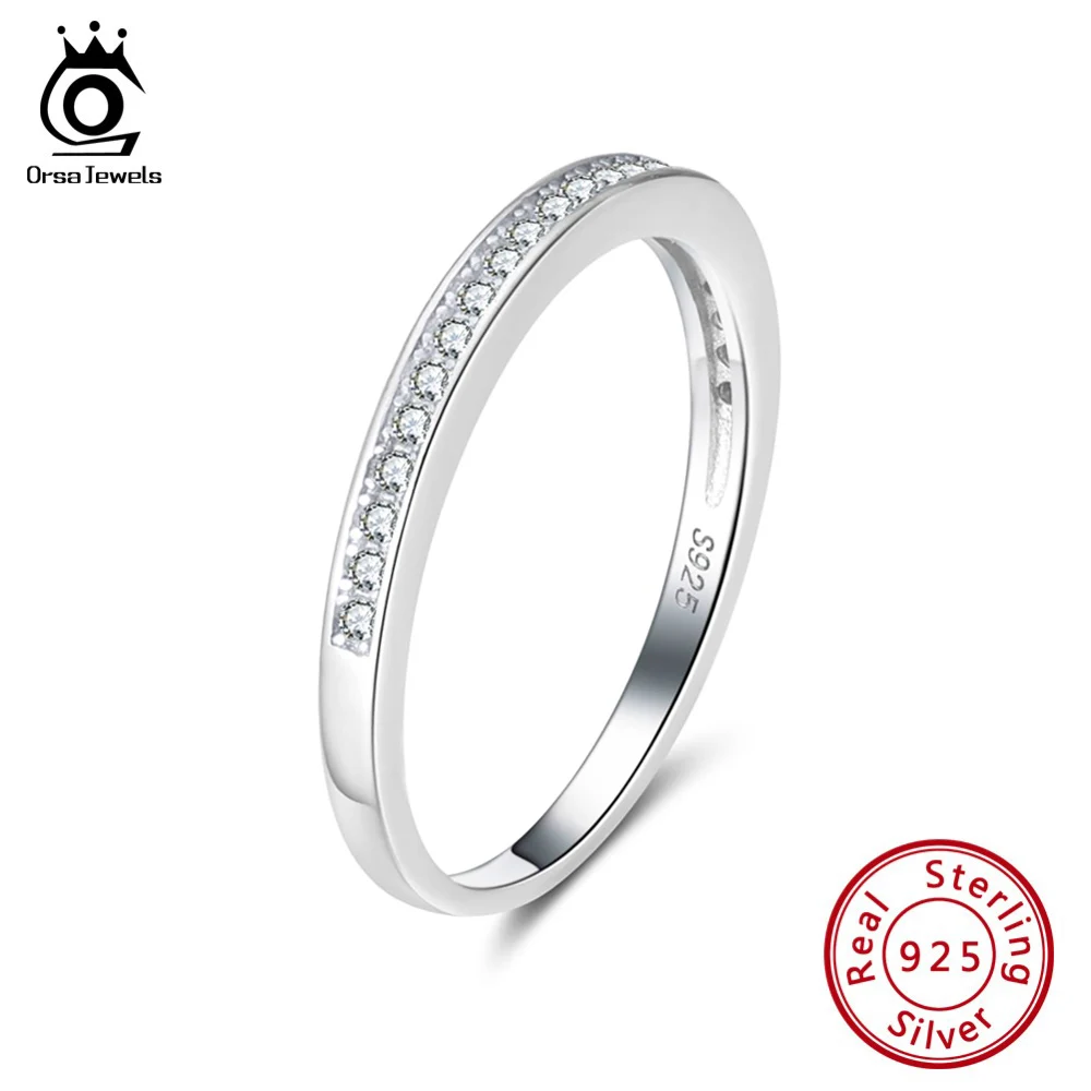 ORSA JEWELS Настоящее серебро 925 пробы женское полувечное кольцо прозрачный циркон