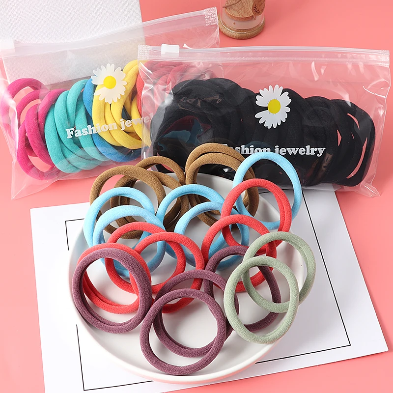 

25PCS/Set Simple High Elastic Hair Bands Hair Ties Women Girls Colorful Scrunchies Ponytail Holder Rubber Bands Hair Accessories