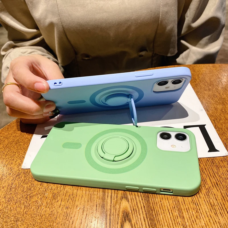 

Luxury Ring Holder Case For iPhone 12 Pro Max Magnetic Charging Grip Stand Phone Cover for iPhone 12 Pro 12 Mini Silicone Cases