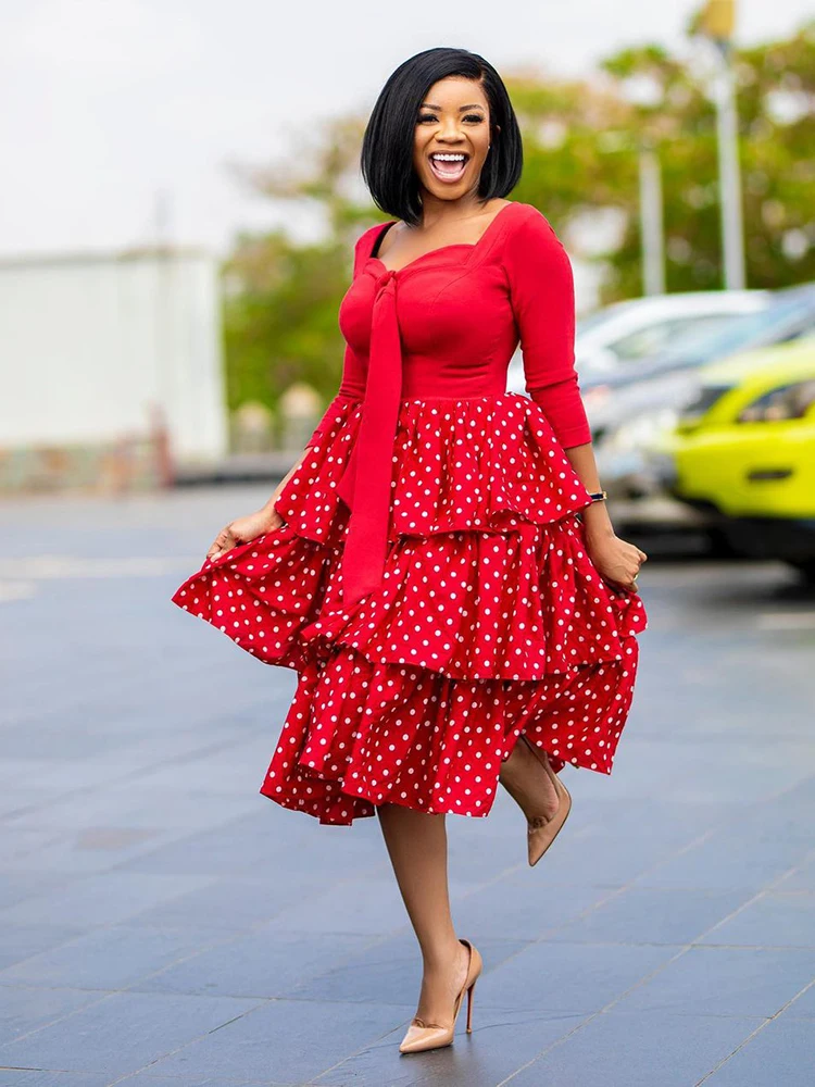 Платье женское в африканском стиле пикантное бальное с V-образным вырезом и