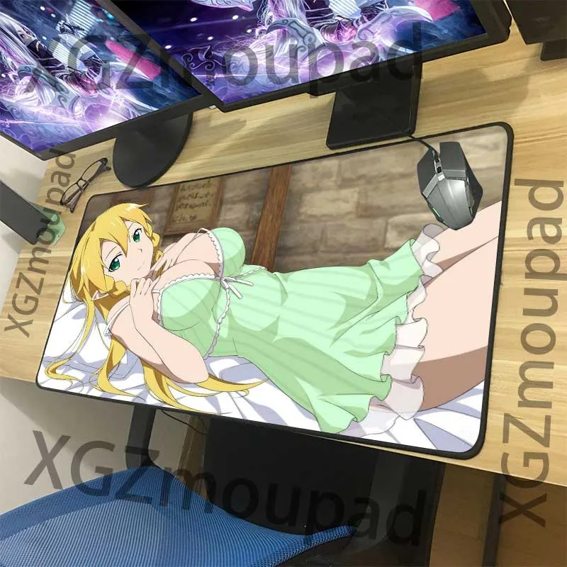 

XGZ mouse pad exquisite black lock edge animation mouse pad sexy beauty Office computer custom table mat rubber anti slip 900x40