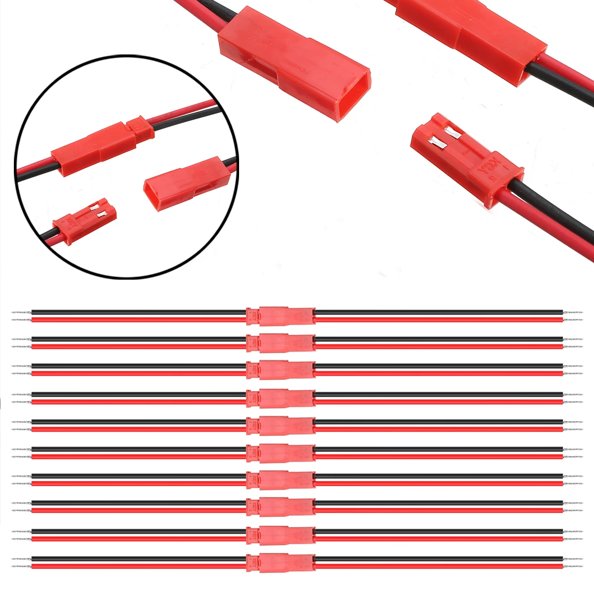 10 комплектов 2-контактный разъем штекер гнездо JST см/20 см/30 см 22AWG провод для RC