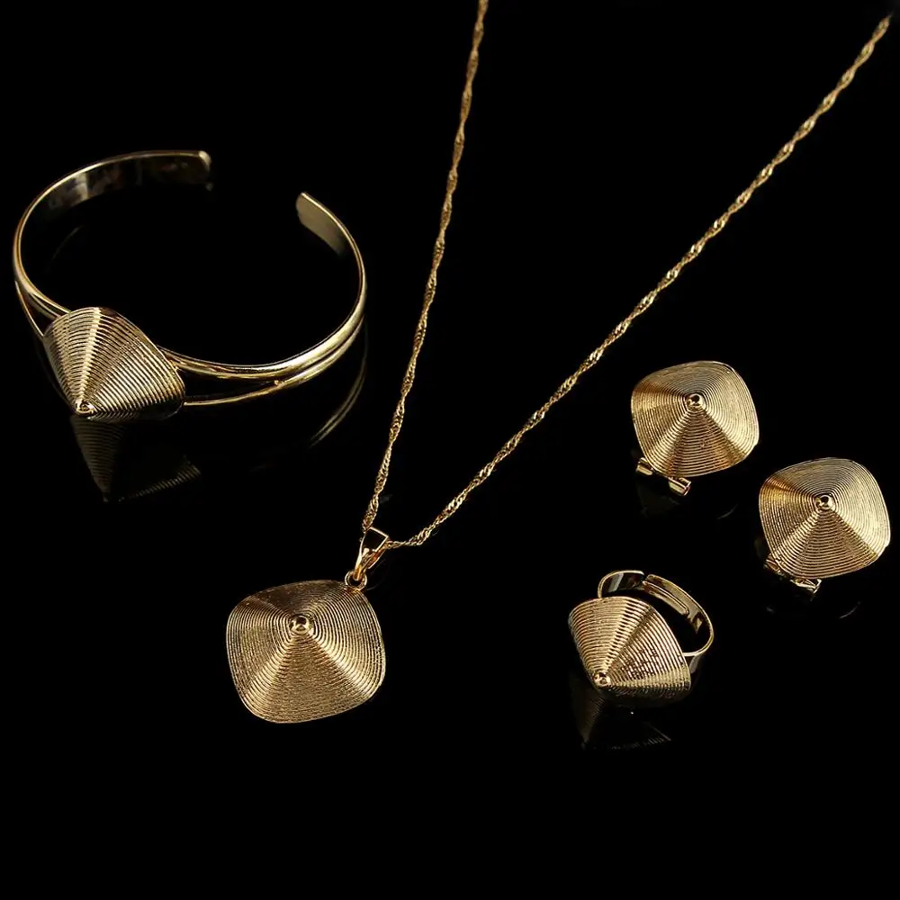 Эфиопские Модные Ювелирные наборы 24K золотого цвета ювелирные изделия в