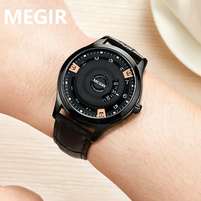 Часы MEGIR Мужские кварцевые простые Стильные Модные Роскошные водонепроницаемые
