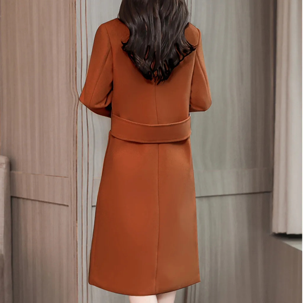 Женская ветровка куртки женский зимний длинный Тренч на пуговицах с лацканами