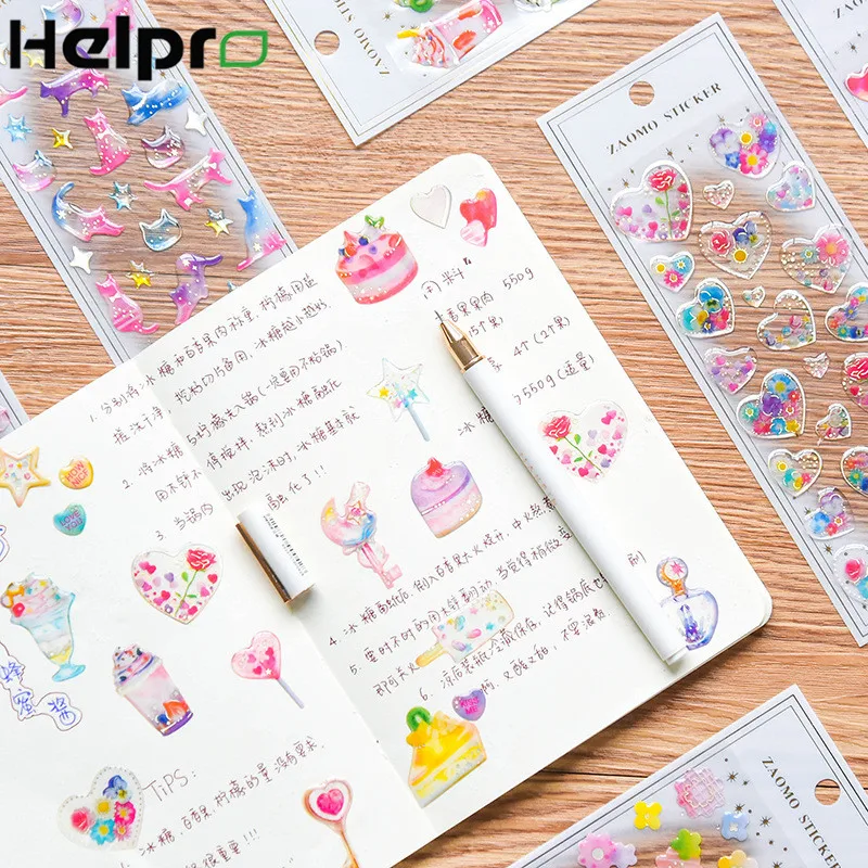 1 шт. 3D кристальная мультяшная наклейка kawaii прозрачная любовь алмаз Скрапбукинг школьные канцелярские украшения игрушка наклейка s