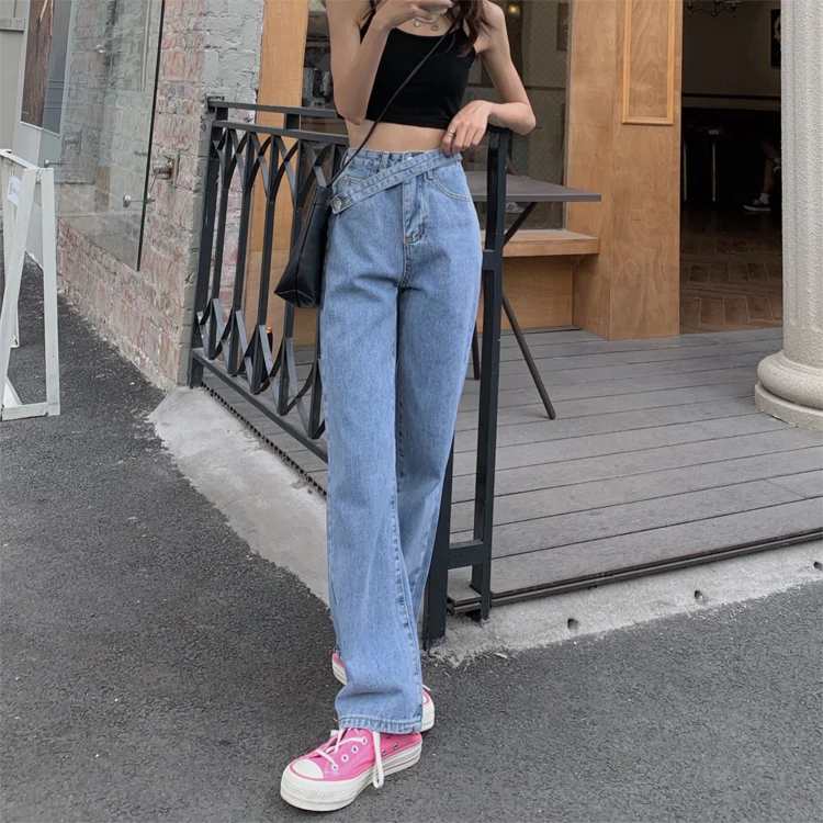 

YTX550 2021 new Summer Korean version high waist slim design niche loose wide-leg jeans