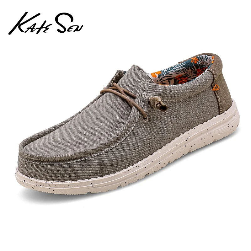 KATESEN Мужская парусиновая обувь дышащая повседневная для вождения легко носить