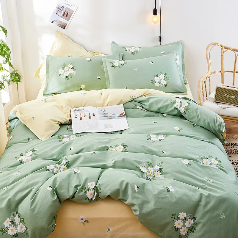 Комплект постельного белья из 4 предметов 100% хлопок простыня наволочка