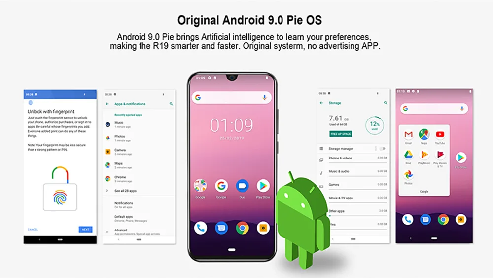 Смартфон Cubot R19 5,7" 19:9 Waterdrop полный экран, 3 Гб+ 32 ГБ Android 9,0 Pie MT6761(Helio A22) Задняя Двойная камера 13МП распознавание лица 4G LTE Телефон 2800мАч