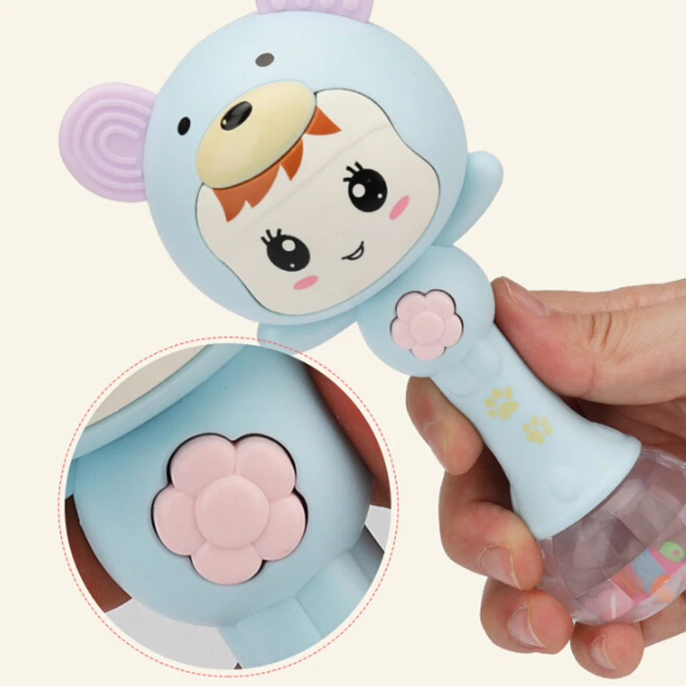 LED Glowing Hand Rattle Music Sand Hammer Soft Teether Development Baby Toy For Newborn Baby Teethers Toys Handbell Toy Plastic