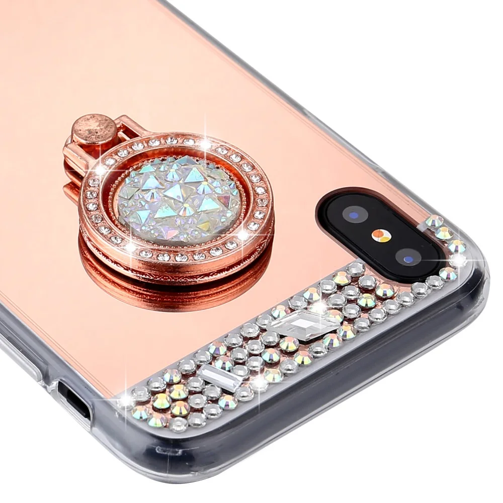 Кольцо на палец зеркальный чехол для телефона Apple iPhone 7 Plus 8 6 S 5s SE женский