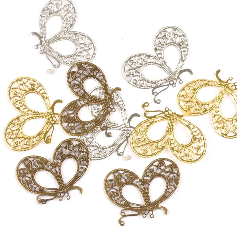 Металлические филигранные обертки с цветами Соединители-бабочки для поделок украшения для вырезок, 20 шт., 43x21 мм, yk0764