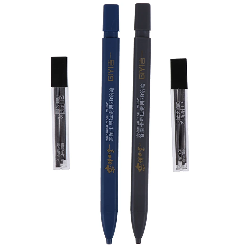 

HOT SALE 2B Lead Holder Exam Mechanical Pencil With 6PCs Lead Refill Set Student Supplies School Student Pencil Supplies