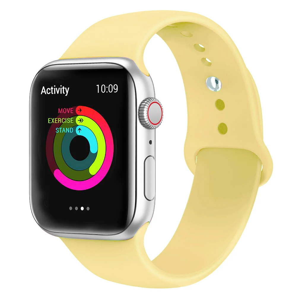 Lemon Cream Силиконовый ремешок для наручных часов Apple Watch, 42 мм, 38 мм, Версия 44 мм 40 мм резиновый браслет Ремешки черный ремешок наручных часов Iwatch серии 5/4/3/2/1 браслет - Цвет ремешка: Lemon Cream