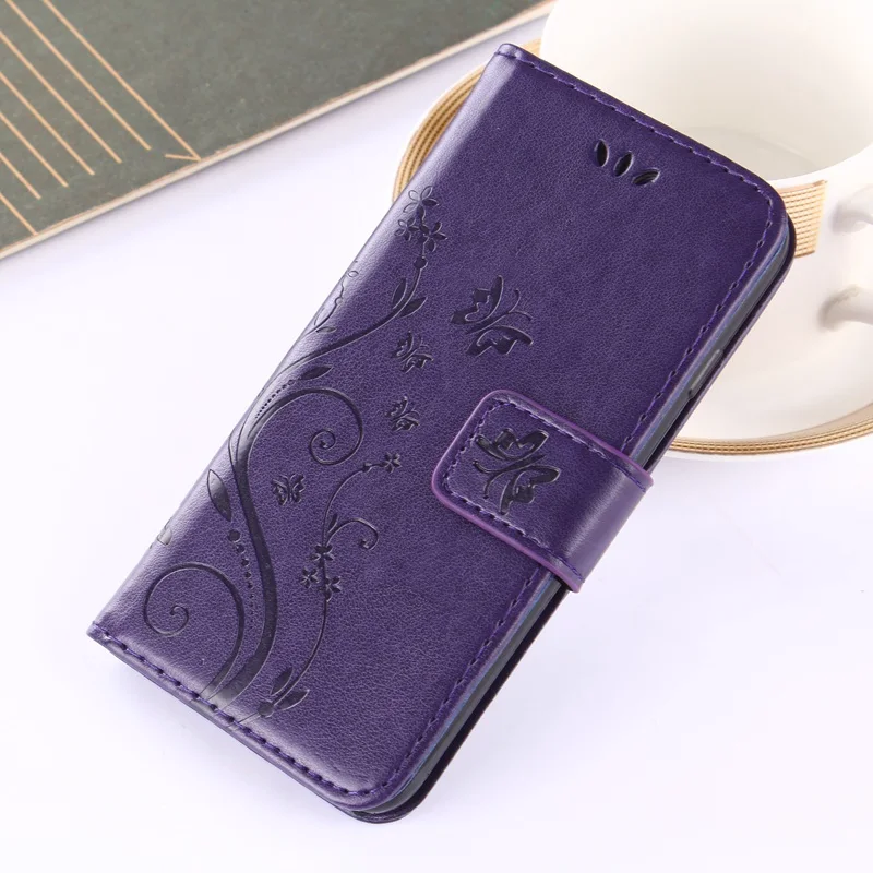 Dark Purple Кожаный чехол-книжка с бабочкой и цветами для iphone 11 Pro XS Max XR XsMAX X 10 5 5S SE 6 6s 7 Plus 8 plus, мягкий чехол-кошелек для телефона - Цвет: Dark Purple