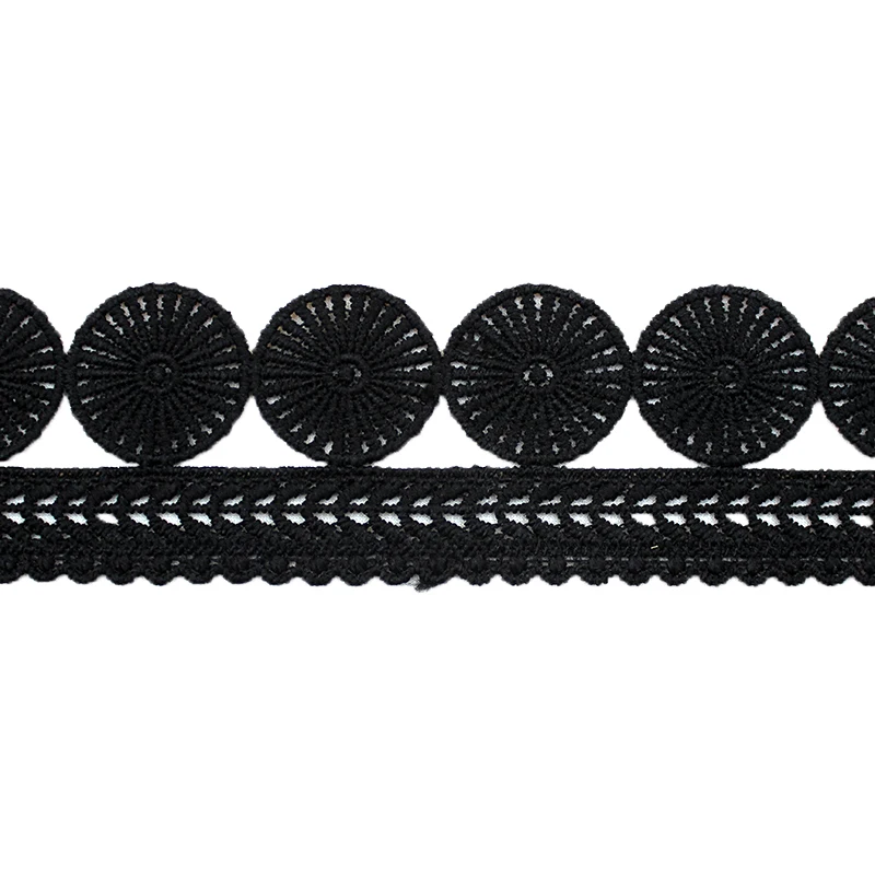 Черный/кремово-белый молочный Шелковый с кисточками Круг вышитые кружевной