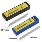 EHDIS 100 шт. Виниловая пленка для отделки автомобиля резак Ножи запасные угольные Сталь лезвия 3060 градусов оконная тонировка Стикеры с отламывающимся лезвием