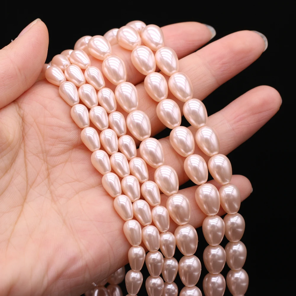 

2021 New High-quality Round Drop-shaped Pink Pearl Shell Beaded for Jewelry Making Necklace DIY Bracelet Accessories Gift Woman