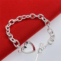 2022 new products 925 silver bracelet jewelry ladies charm heart shape silver bracelet wholesale jewelry