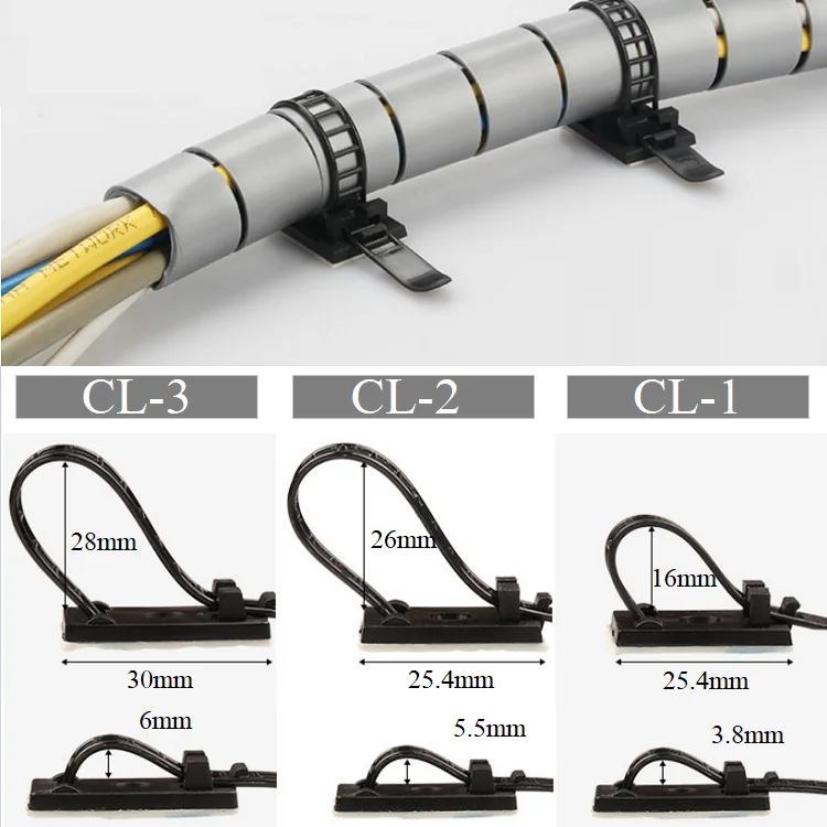 10pcs CL-1 CL-2 CL-3 Cable Clips Self Adhesive Mount Wire Clamp Line Tie Fixed Adjustable Fasten Organizer Holder White Black - купить по