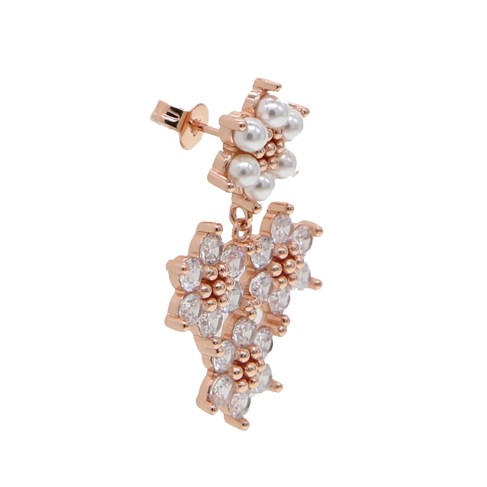 Многоцветные мини серьги с подвеской в виде цветка пресноводным жемчугом для