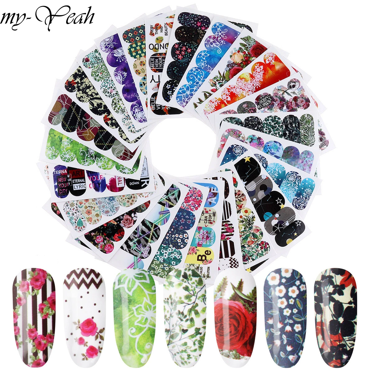 25 листов/Набор для дизайна ногтей несколько стилей переводная наклейка водяная