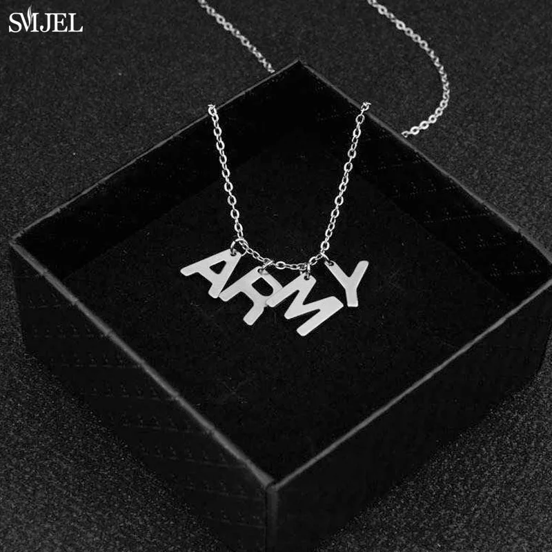 

SMJEL Kpop Bangtan Boys Jin SUGA j-hope Jimin Pendant Necklace ARMY Letter Necklaces for Women Men Love Yourself Accessories