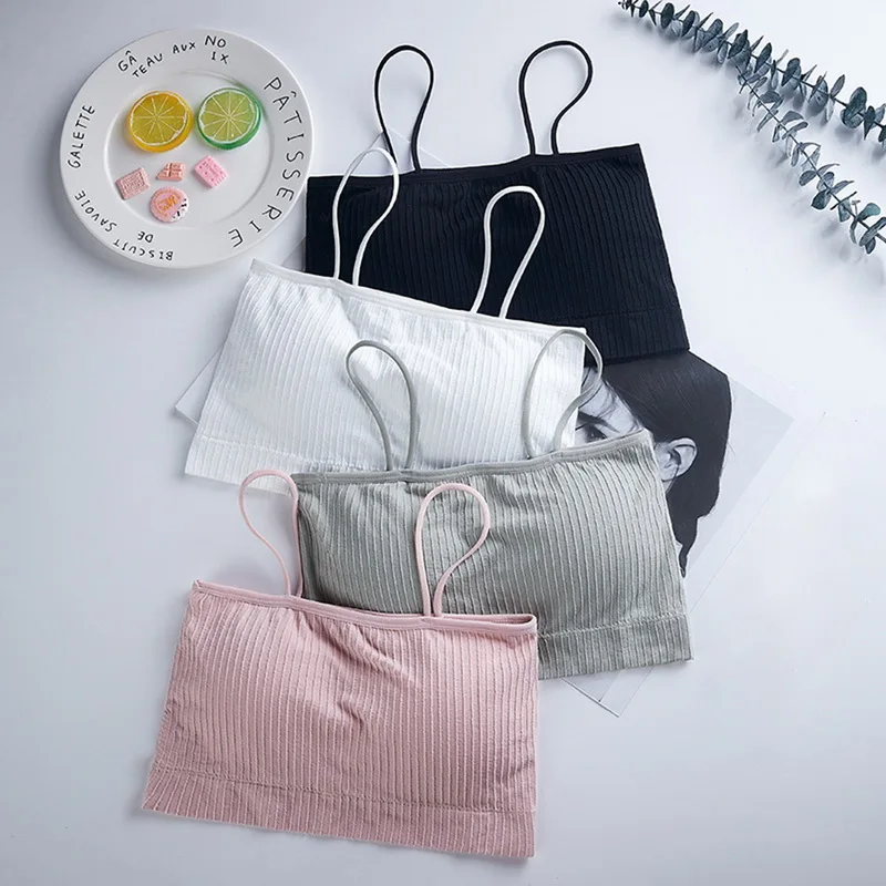 

Female Tube Top Solid Color Bra Comfortable Breathing Ice Silk Seamless Vest 2021 Fashion New Non-wired Bra Anti-glare Tube Top