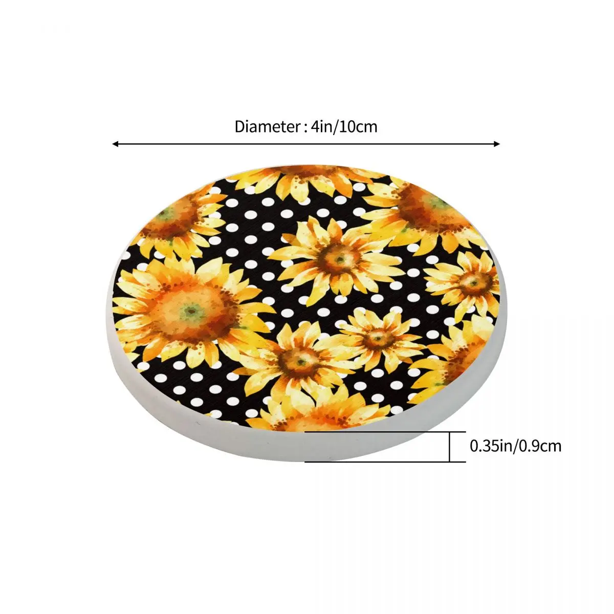 Чайная кофейная чашка Подставка под кружку подсолнухи акварель и точки декор