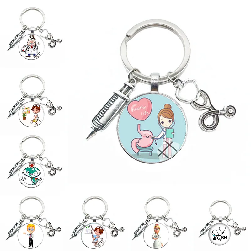 Cute Medical Kechain with Love Heart Angel Key Ring Personality Jewelry Thanksgiving Gift Key Holder for Nurse and Doctor