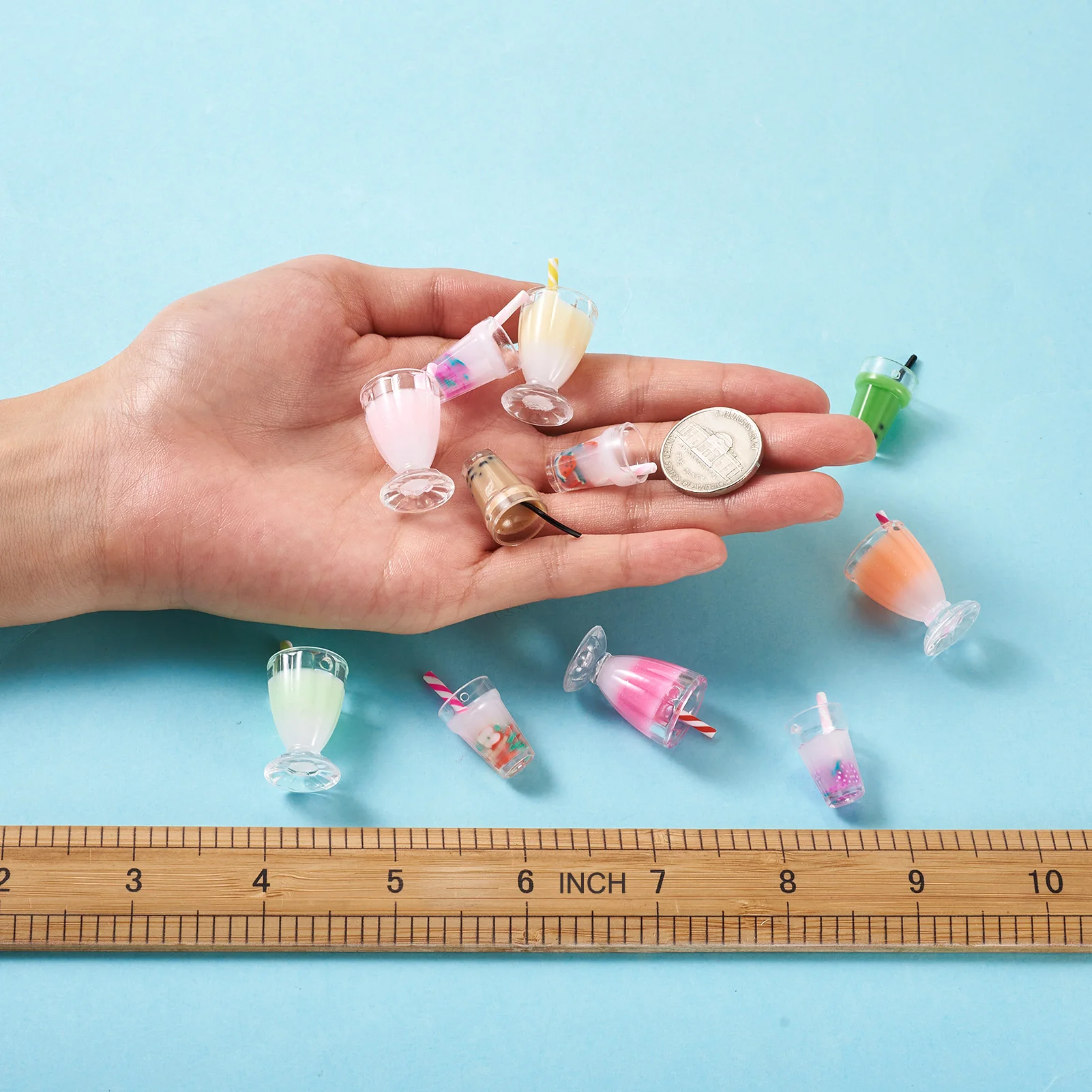 

40pcs/set Plastic Resin Pendants Imitation Bubble Tea Shape Mixed Color