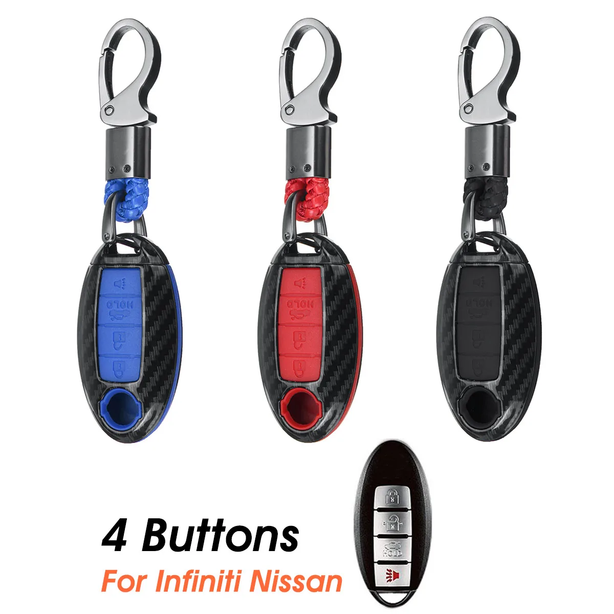 4 кнопки Брелок дистанционного углеродного волокна Автомобильный ключ чехол