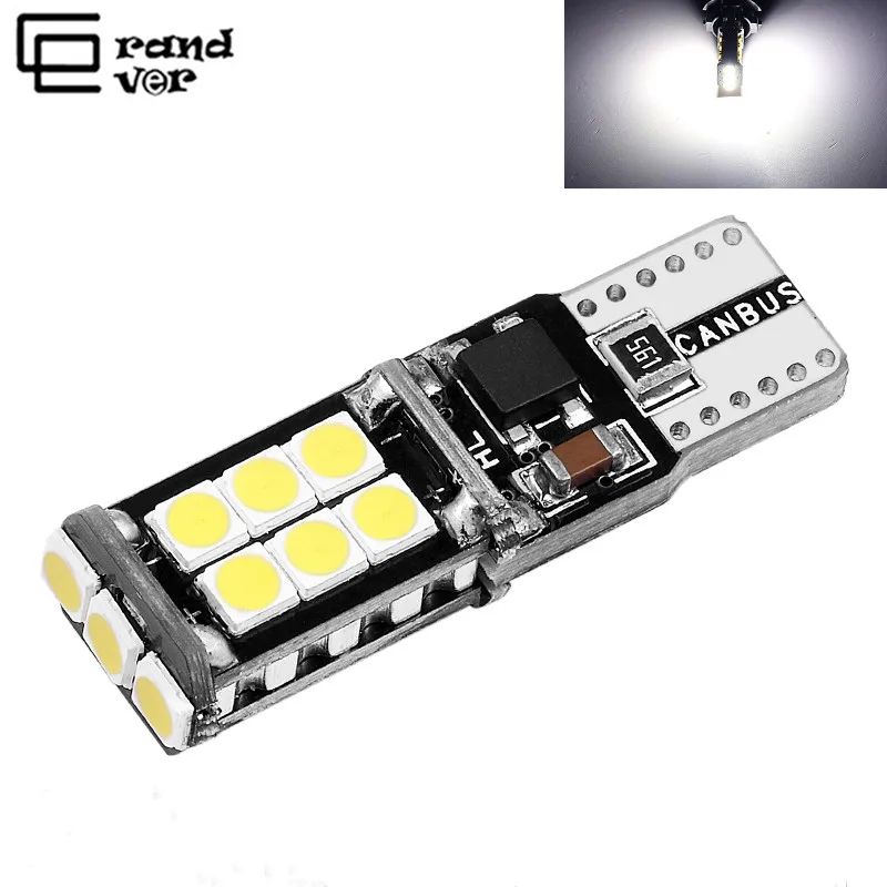 GrandEver 2 шт. T10 светодиодный ные лампы W5W 3030 15SMD Canbus без ошибок 12 В для дверного