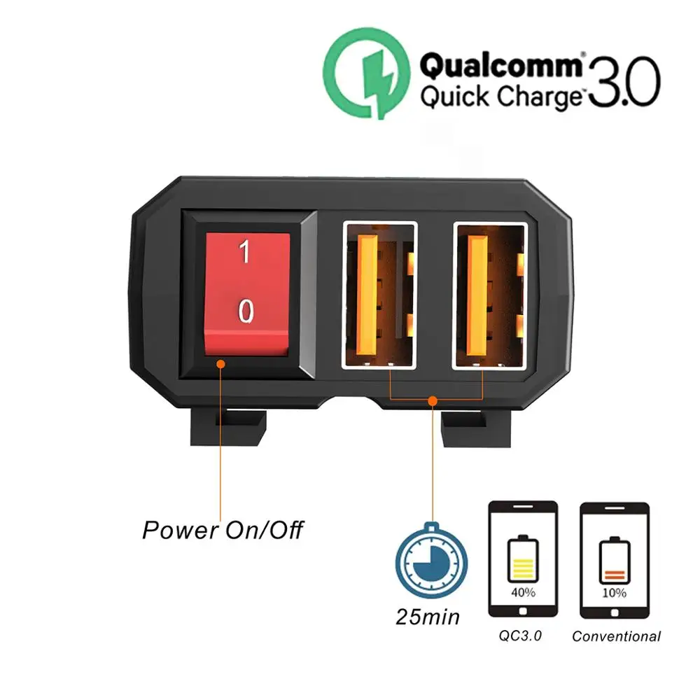 Водонепроницаемое мотоциклетное Зарядное устройство USB 3 1 а/5 В с вольтметром и