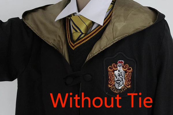 Гарри Поттер Мантия волшебника плащ с галстуком шарф палочка очки Ravenclaw Гриффиндор Hufflepuff Слизерин Поттер Гермиона халат подарок на Хэллоуин - Цвет: Hufflepuff