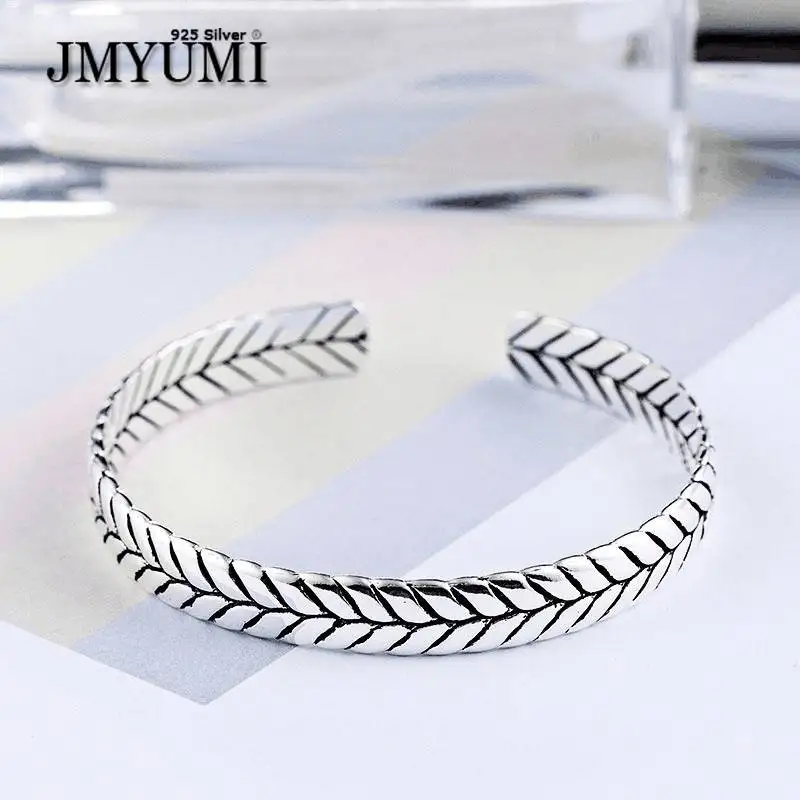 

JMYUMI 925 Sterling Silver Serpentine Bangles & Bracelet Vintage Weaving Handmade Party Bracelet for Women Size 58mm Adjustable