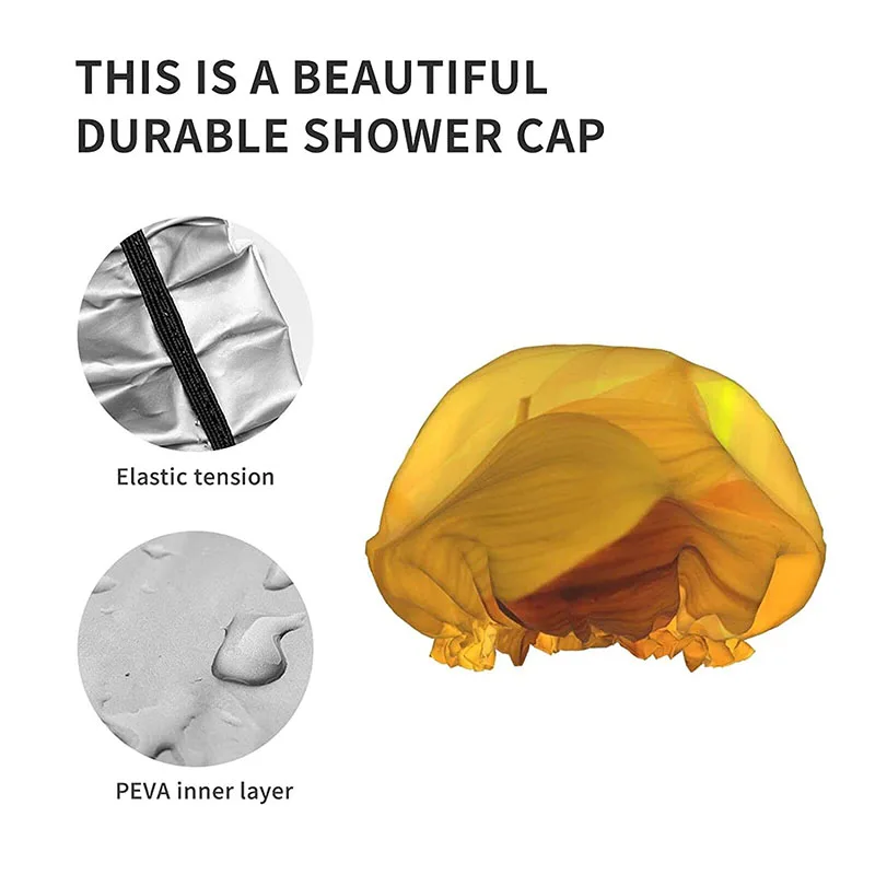

Sunflower petal waterproof shower cap, double-layer shower cap with adjustable elastic band, fashionable women's shower cap