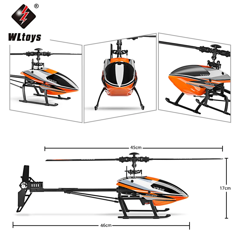 

WLtoys V950 Big Helicopter 2.4G 6CH 3D6G System Brushless Flybarless RC Helicopter RTF Remote Control Toys