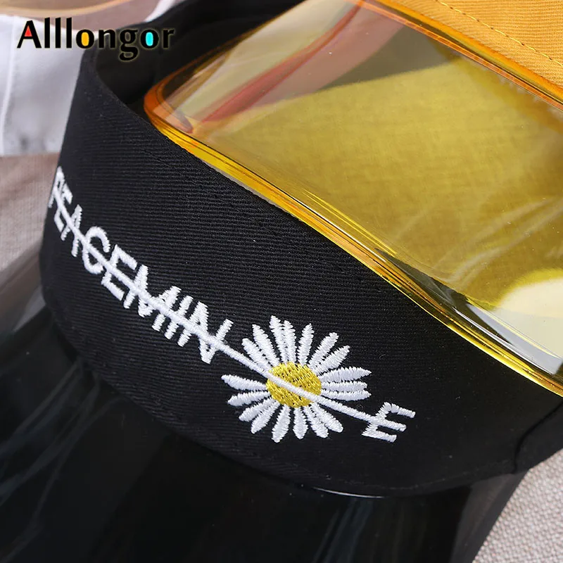 Visera mujer 2021 Summer UV Visor Cap kids Korean Floral Outdoor Hats Plastic PVC Transparent Sun Visors Hat Women Girl | Аксессуары для