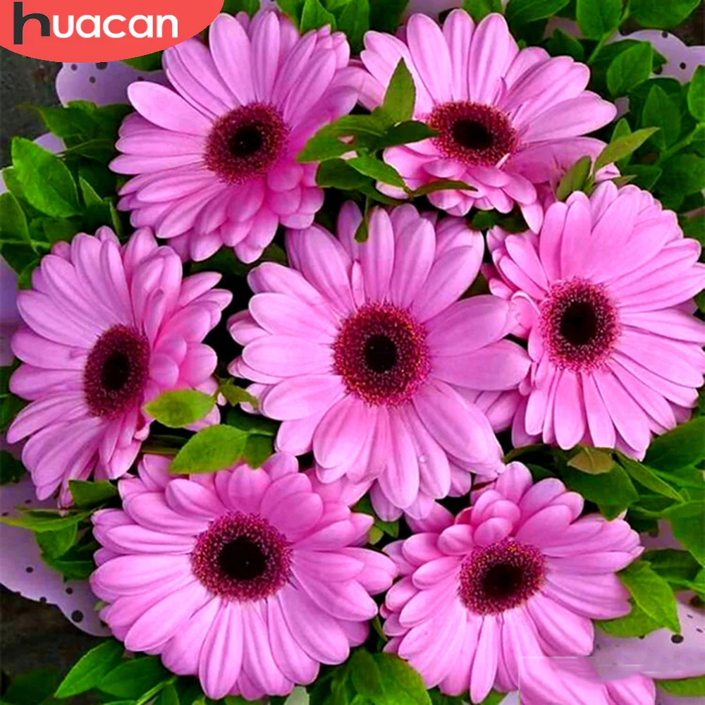 

HUACAN 5d Diy Diamond Painting Flower Wall Sticker Embroidery Mosaic Daisy Decoration For Home