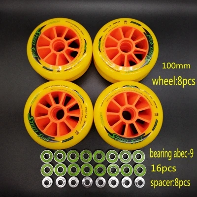 Скоростные коньки колеса 100 мм 110 мм 8 шт./лот - Цвет: yellow 100 mm 8pcs