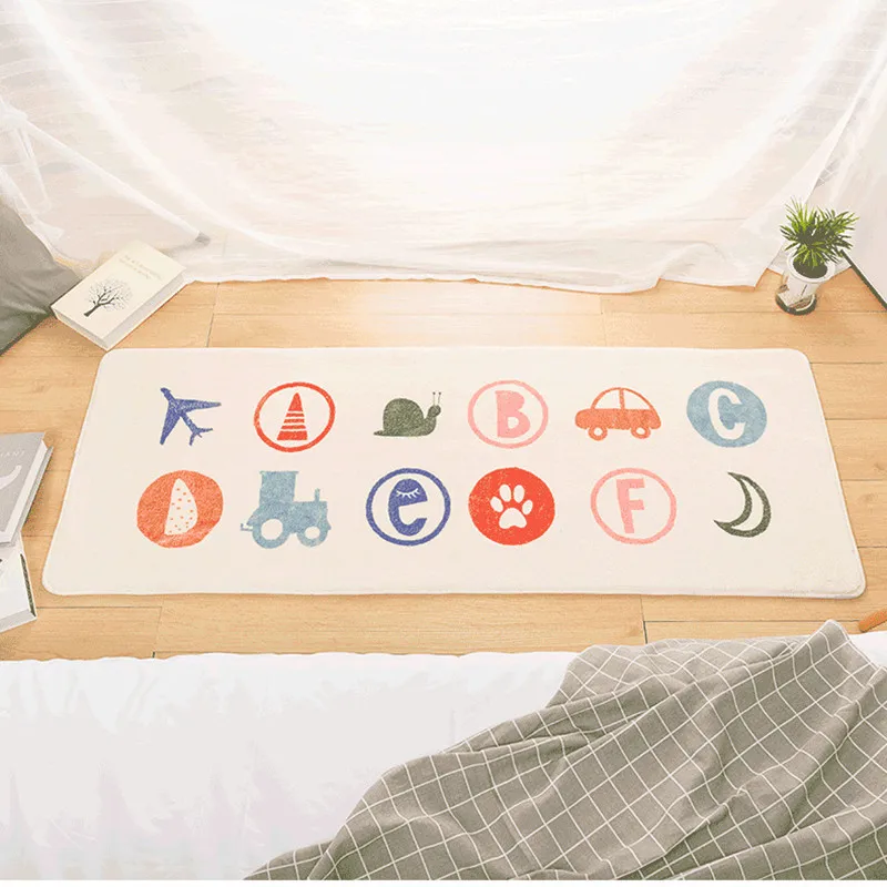 

Colorful Bedside Rug Rainbow Printed Soft Nonslip Long Bedroom Floor Carpet Hallway Porch Area Rug Slow Rebound Entrance Doormat