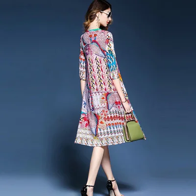 Женское летнее платье в стиле бохо шифоновые платья с винтажным принтом