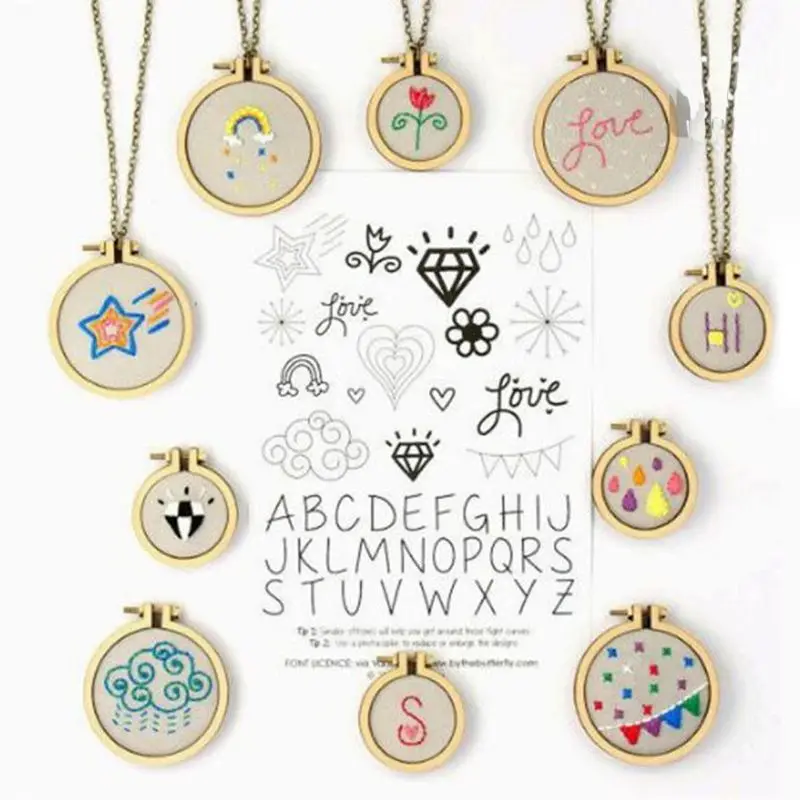 

DIY Wooden Cross Stitch Hoop Mini Ring Embroidery Circle Sewing Kit Frame Craft