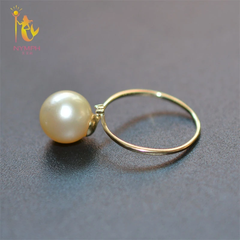 Женское кольцо с жемчугом NYMPH из желтого золота 18 карат 13-14 мм натуральным Южной