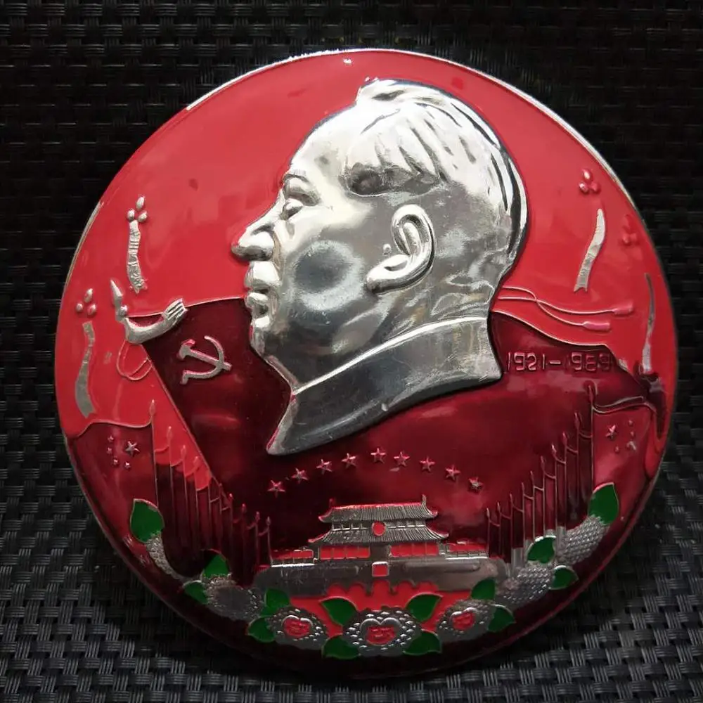 Китайская красная коллекция большой медальон председателя Мао значок Цзэдун