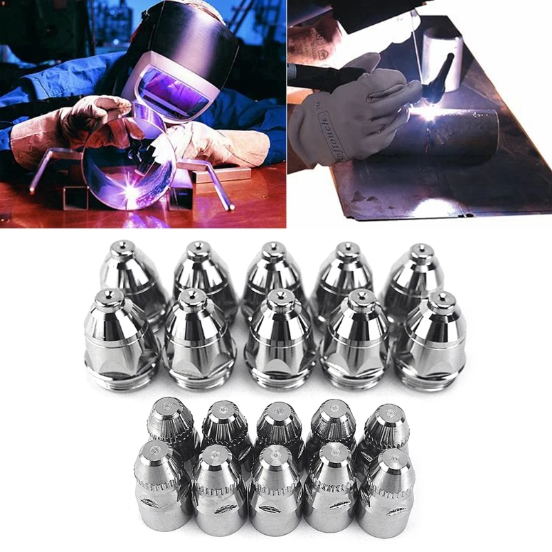 

20 Pieces P80 Plasma Cutting Torch Electrode Nozzle 60A 1.1/1.3/1.5/1.7mm for Processing of Metal Materials Practical